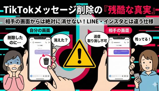 TikTokメッセージ削除は相手側も消える？送信取り消し不可の仕様と履歴を消す手順
